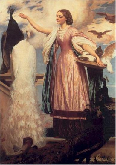 A Girl Feeding Peacocks, Lord Frederic Leighton